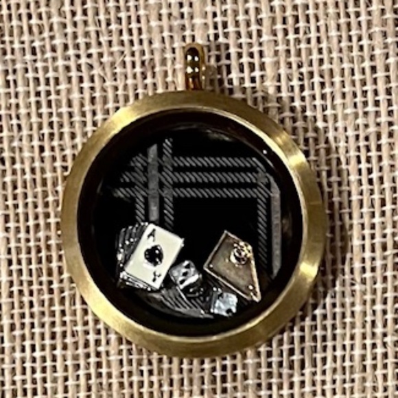 Origami Owl Black & Gold Plaid Large Locket Plate - Picture 5 of 6